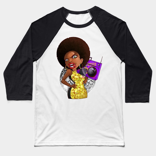 Disco! Crank Girls Baseball T-Shirt by NewLionStudio